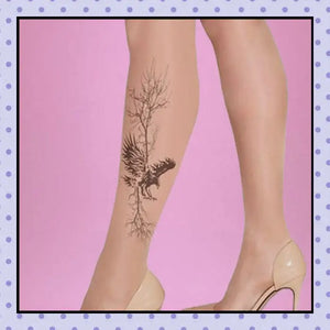Collant effet tatouage tattoo tights motif aigle arbre