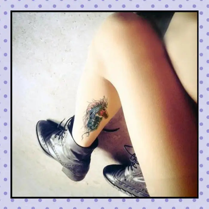 Collant effet tatouage tattoo tights Motif horse cheval