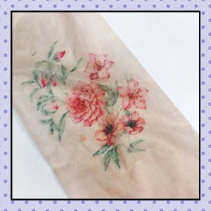 Collant effet tatouage tattoo tights motif fleurs