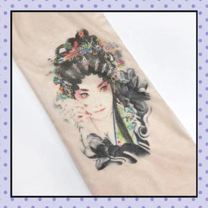 Collant effet tatouage tattoo tights motif geisha
