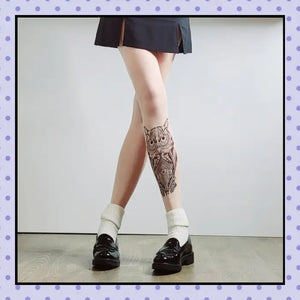 Collant effet tatouage tattoo tights motif hibou chouette oiseau owl