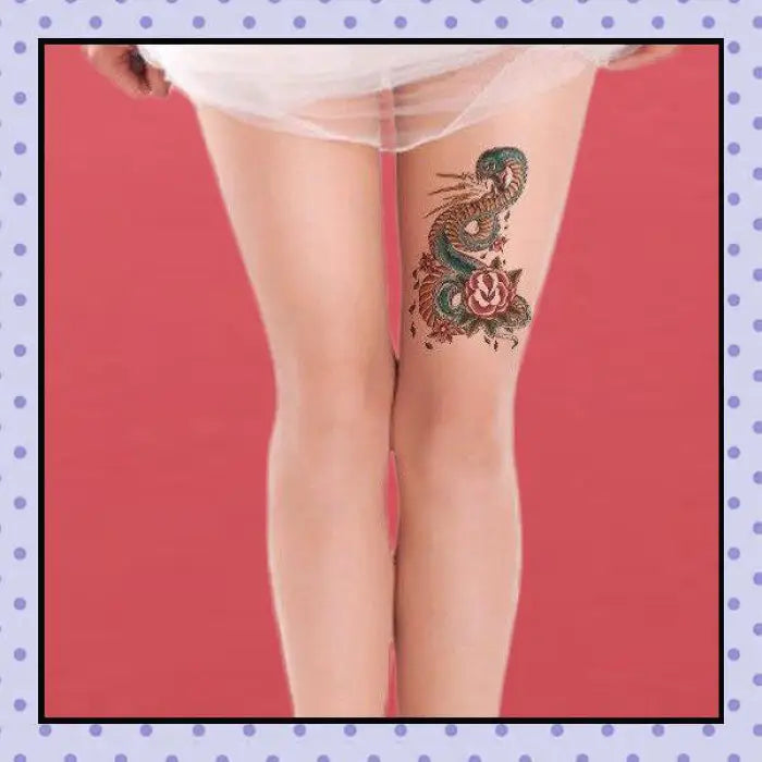 Collant effet tatouage tattoo tights motif serpent