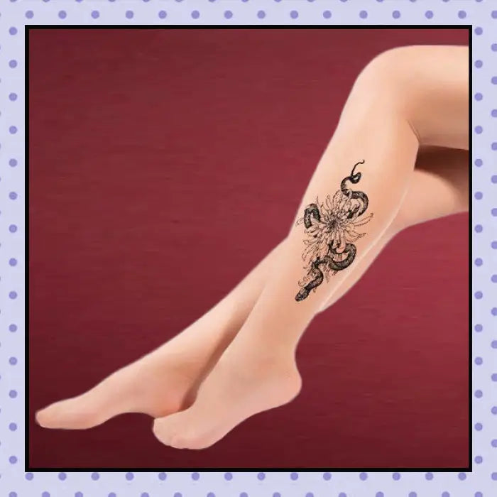 Collant effet tatouage tattoo tights motif serpent