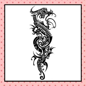 Tatouage éphémère femme, tatouage temporaire, faux tattoo, motif dragon tribal black and grey
