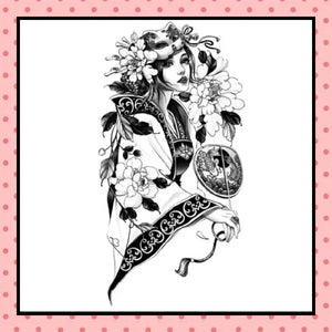 Tatouage éphémère femme, tatouage temporaire, faux tattoo, motif geisha