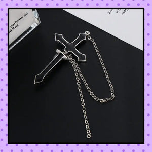Bijoux d'oreille, faux piercing d'oreille, bijoux fantaisie, faux piercing plug écarteur, ear cuff, accessoires femmes, motif croix