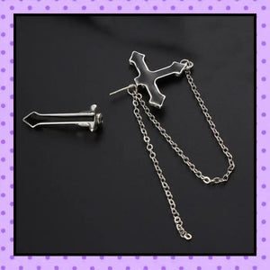 Bijoux d'oreille, faux piercing d'oreille, bijoux fantaisie, faux piercing plug écarteur, ear cuff, accessoires femmes, motif croix