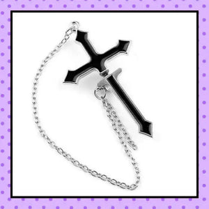 Bijoux d'oreille, faux piercing d'oreille, bijoux fantaisie, faux piercing plug écarteur, ear cuff, accessoires femmes, motif croix