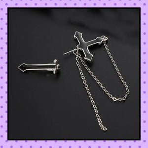Bijoux d'oreille, faux piercing d'oreille, bijoux fantaisie, faux piercing plug écarteur, ear cuff, accessoires femmes, motif croix