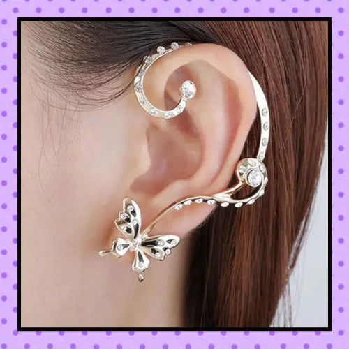 Bijoux d'oreille, faux piercing d'oreille, bijoux fantaisie, piercing hélix cartilage, ear cuff, accessoires femmes, motif papillon