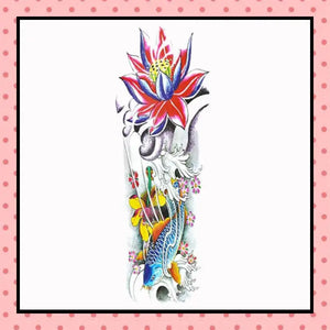 Tatouage éphémère femme, tatouage temporaire, faux tattoo, motif carpe koï