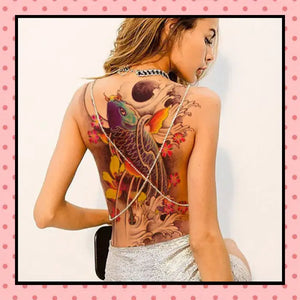 Tatouage éphémère femme, tatouage temporaire, faux tattoo, motif carpe koï