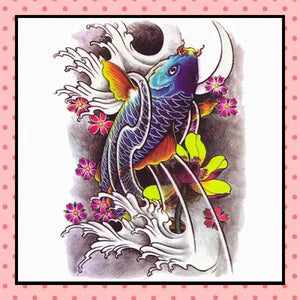 Tatouage éphémère femme, tatouage temporaire, faux tattoo, motif carpe koï