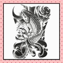 Tatouage éphémère femme, tatouage temporaire, faux tattoo, motif carpe black and grey