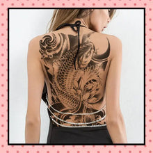 Tatouage éphémère femme, tatouage temporaire, faux tattoo, motif carpe black and grey