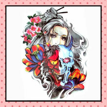 Tatouage éphémère femme, tatouage temporaire, faux tattoo, motif geisha masque Hannya
