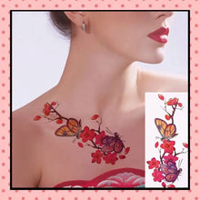Tatouage éphémère femme, tatouage temporaire, faux tattoo, motif fleurs de cerisier papillons