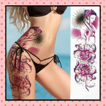 Tatouage éphémère femme, tatouage temporaire, faux tattoo, motif geisha ombrelle