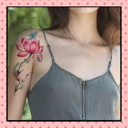 Tatouage éphémère femme, tatouage temporaire, faux tattoo, motif  fleur de lotus rose