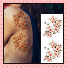Tatouage éphémère femme, tatouage temporaire, faux tattoo, motif fleurs de pêcher rose
