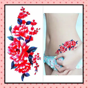 Tatouage éphémère femme, tatouage temporaire, faux tattoo, motif pivoine rose