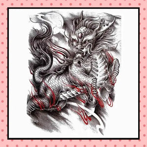 Tatouage éphémère femme, tatouage temporaire, faux tattoo, motif dragon kirin qillin