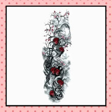 Tatouage éphémère femme, tatouage temporaire, faux tattoo, motif roses tête de mort