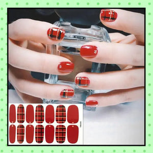 stickers d'ongles, nail patch, nail art, vernis à ongles rouge écossais