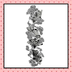 Tatouage éphémère femme, tatouage temporaire, faux tattoo, motif éventail