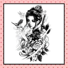 Tatouage éphémère femme, tatouage temporaire, faux tattoo, geisha katana