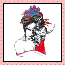 Tatouage éphémère femme, tatouage temporaire, faux tattoo, geisha Oni