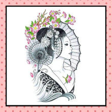 Tatouage éphémère femme, tatouage temporaire, faux tattoo, geisha ombrelle