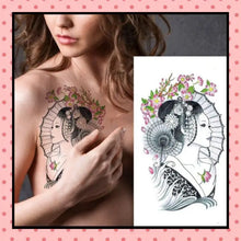 Tatouage éphémère femme, tatouage temporaire, faux tattoo, geisha ombrelle