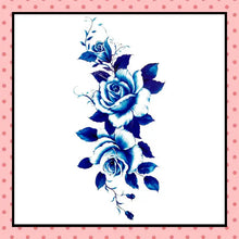 Tatouage éphémère femme, tatouage temporaire, faux tattoo, motif rose bleue old school