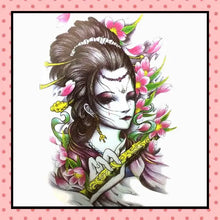 Tatouage éphémère femme, tatouage temporaire, faux tattoo, motif geisha