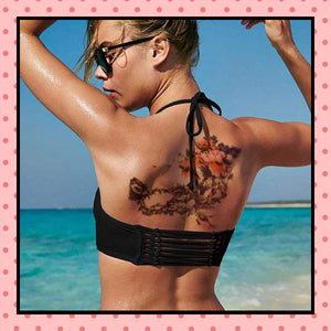 Tatouage éphémère femme, tatouage temporaire, faux tattoo, motif pivoines papillons