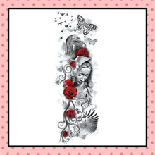 Tatouage éphémère femme, tatouage temporaire, faux tattoo, motif ange à la rose