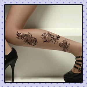 Collant effet tatouage tattoo tights motif carpe Koï 