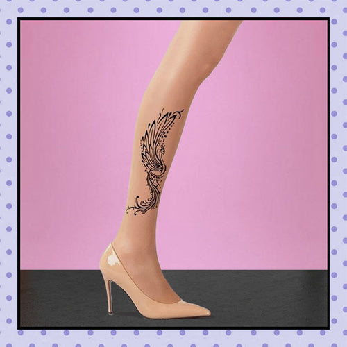 Collant effet tatouage tattoo tights motif phœnix phénix