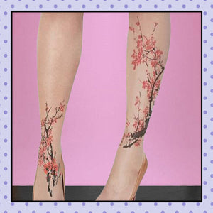 Collant tatouage tattoo tights motif fleurs de cerisier