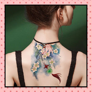 Tatouage éphémère femme, tatouage temporaire, faux tattoo, motif fleurs de pêcher