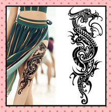 Tatouage éphémère femme, tatouage temporaire, faux tattoo, motif dragon tribal black and grey