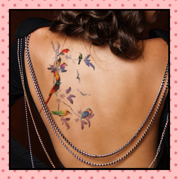 Tatouage éphémère femme, tatouage temporaire, faux tattoo, motif colibris oiseaux