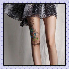 Collant effet tatouage tattoo tights motif paon 