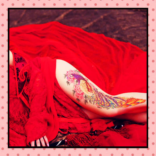 Tatouage éphémère femme, tatouage temporaire, faux tattoo, motif paon