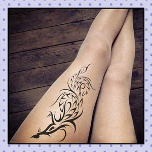 Collant effet tatouage tattoo tights motif phénix phoenix tribal 