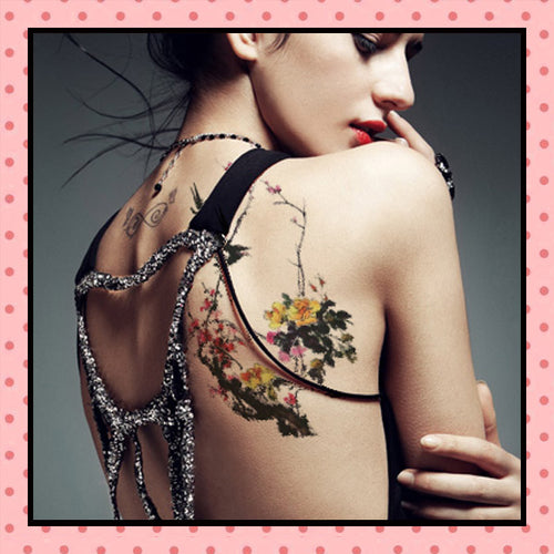 Tatouage éphémère femme, tatouage temporaire, faux tattoo, motif pie oiseaux