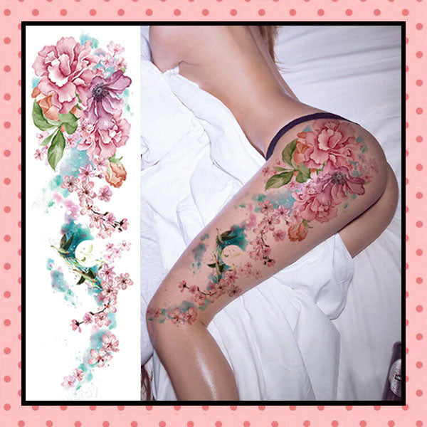 Tatouage éphémère femme, tatouage temporaire, faux tattoo, motif  fleurs de cerisier