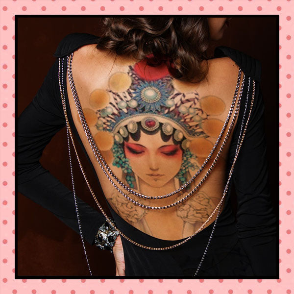 Tatouage éphémère femme, tatouage temporaire, faux tattoo, motif geisha opéra