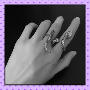 bague 2 doigts, bijoux fantaisie, accessoires femmes, bague femme, motif serpent